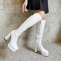 INS Brand Luxury Designer Platform Chunky High Heels Sexy Women Mid Calf Boots C - £77.09 GBP