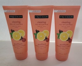 3 NEW Freeman Clearing Sweet Tea &amp; Lemon Peel-Off Clay Mask 6 Fl Oz Each - $19.79