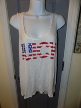 Juicy Couture Red/White/Blue Flag Usa Blingy Racerback Tank Top Size Xl Euc - £25.65 GBP