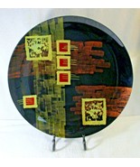 Large 19&quot; Diameter Round Abstract Decorative Glass Centerpiece Bowl Iron... - $203.52 CAD