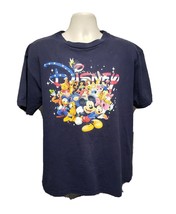 Disney Characters Adult Large Blue TShirt  Mickey Daffy Goofy Minnie Dai... - £15.24 GBP