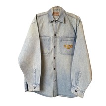 Vintage Guess USA Light Denim Lg Button-Up Shirt Embroidered Spell Out R... - $27.14