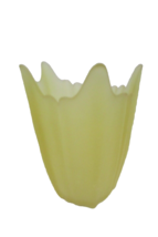 Vintage Viking Yellow Frosted glass vase  7&quot; Paper label  Textured - £30.16 GBP