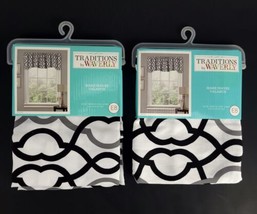 (Lot of 2) Traditions By Waverly  E8 Make Waves Valance Onyx 52x16&quot; Blac... - $37.61