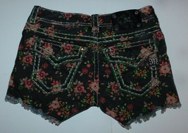 Miss Me Black Floral Cargo Shorts Size 26  - £31.60 GBP