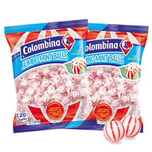 Colombina Jumbo Mint Balls, Red &amp; White Peppermint Hard Candy Balls, Individuall - £23.68 GBP
