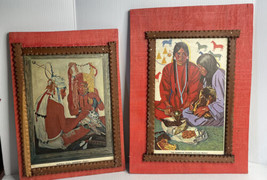Pops Casey Pair Folk Art American Indian Tramp Art - £177.40 GBP