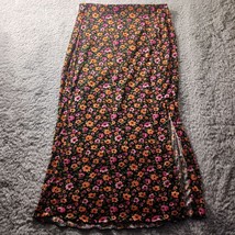 Divided Retro Floral Slit Maxi Skirt Small Boho Festival  w/Short Slip Preppy - $13.00