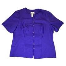 Vintage Karis Korner Blazer Womens 18W Purple Short Sleeve V Neck Button... - $24.99