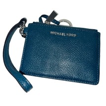 Michael Kors wallet Jet Set Teal Coin Purse pebbled leather keychain ID slot  - £41.26 GBP