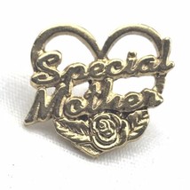 Special Mother Pin Brooch Vintage Gold Tone Heart Rose - £9.92 GBP