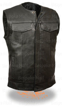 New Men&#39;s Leather Motorcycle Vest Zipper &amp; Snap Closure With Two Gun Pocket-284 - £117.26 GBP