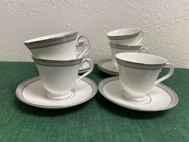 Set 6 Waterford China Carina Platinum Cup &amp; Saucer Sets Made In England - £56.42 GBP