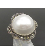 JUDITH JACK 925 Silver - Vintage Cultured Pearl &amp; Marcasite Ring Sz 7.5-... - $121.29 CAD