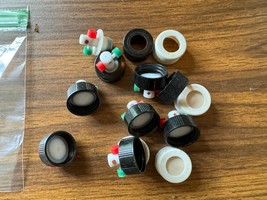 Lab screw valve cap stopper set 9 Black 4 White red green cover 13 total - $9.98