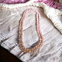 Vintage Pink Pea Necklace Beaded Faux Pearl Costume Jewelry 52&quot; - $181.14 MXN