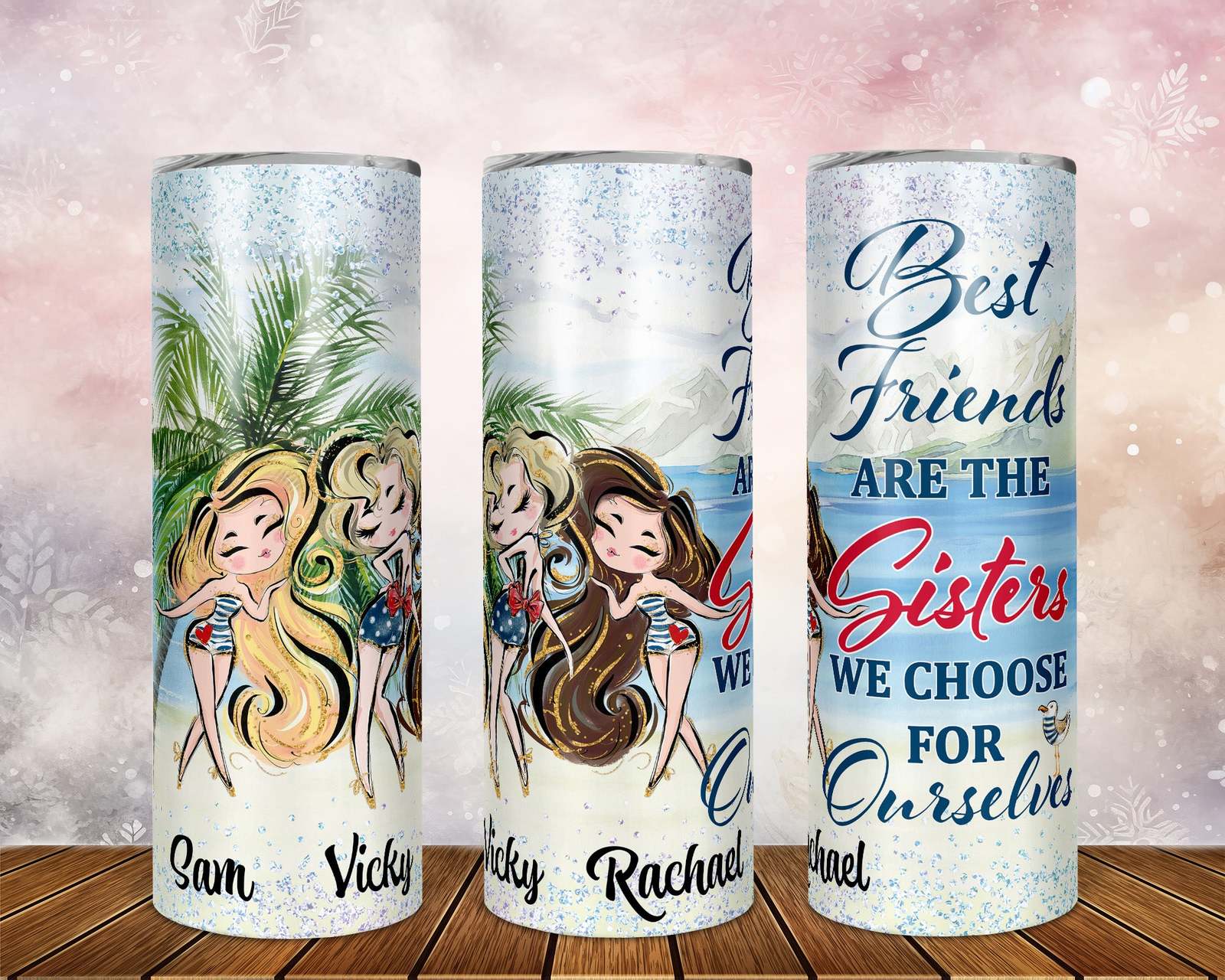 Primary image for Skinny Tumbler with Straw, 20oz/30oz, Best Friends are Sisters we choose for our