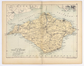 1898 Antique Map Of Isle Of Wight County / Newport Ryde Ventnor / England - £16.22 GBP