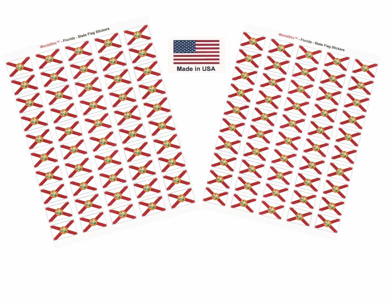 Made in USA! 100 Florida 1.5&quot; x 1&quot; Self Adhesive State Flag Stickers, Tw... - $9.95