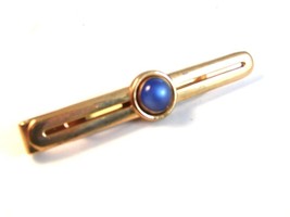 Vintage 1940&#39;s - 1950&#39;s Gold Tone &amp; Blue Tie Clasp Signed SWANK - £27.29 GBP