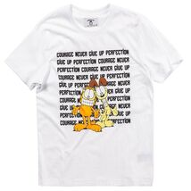 GarfieldxBSX Indigo Collection Garfield &amp; Odie Never Give Up White T Shi... - $22.51 CAD