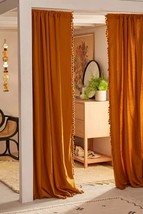 Bronze Color Tassels Shower Curtain Extra Long Farmhouse Boho Fringed Curtain - £27.59 GBP+