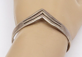 TAXCO MEXICO 925 Silver - Vintage Dark Tone Pointed V Cuff Bracelet - BT1374 - £54.37 GBP