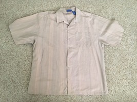 NWOT OP Ocean Pacific Mens XL Short Sleeve Button Down Shirt Tan Beige - £19.66 GBP