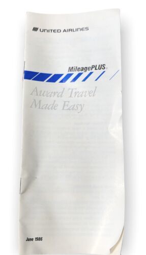 United Airlines Mileage Plus Vintage 1986 “Award Travel Made Easy” Brochure - $3.27