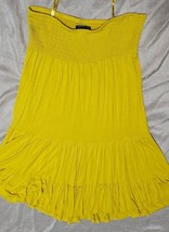 Lane Bryant Yellow Mini Tube Summer Dress Skirt Ruffled Hem Shirred Bodice 14/16 - £11.60 GBP