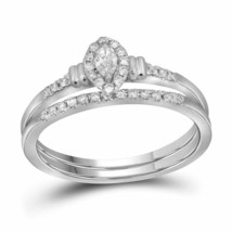 10k White Gold Marquise Diamond Bridal Wedding Engagement Ring Band Set 1/5 Ctw - £319.74 GBP