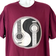 Acoustic Guitar Yin Yang Retro Distressed T-Shirt 2XL size Mens Boho Buddhist - $17.30