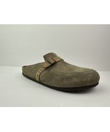 BIRKENSTOCK Eaton Tan Taupe Suede Slides Clogs Mules Buckle Sz 40 L9 M7 ... - $42.74