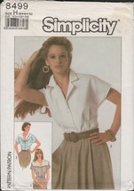 Simplicity 8499 Blouse Shirt Waistline Tucks Fichu Collar 1980s Pattern Uncut - £11.23 GBP