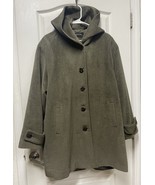Women&#39;s Jones New York Wool Coat With Hood Size XL Length 35 Inches Green - $37.16 CAD
