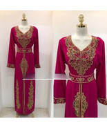 New Moroccan Dubai Kaftans Abaya Farasha Dress Fancy Handmade Long Gown Eid - $1,674.84 MXN