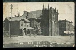 Vintage Church Postcard 1910 First Methodist Episcopal Parsonage Muscatine Iowa - £10.08 GBP