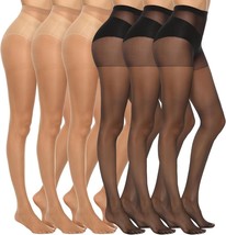 6 Pairs Women&#39;s 20D Sheer Silky Pantyhose Run Resistant Nylon Tights (Size:M) - £14.00 GBP