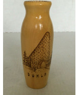 Vintage Eastern Europe Dukla landmark  wood vase travel souvenir memorab... - €17,15 EUR