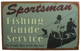 Sportsman Fishing Guide Fish Fisherman FishermenVintage Style Metal Sign - $18.95