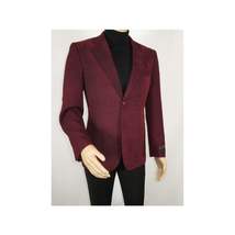 Men ZACCHI Velour Velveteen Hounds tooth Blazer Sport Coat DUANE 74526 Burgundy image 3