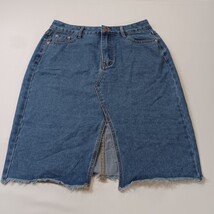 Hengsheng Women's Blue Cotton Blend Front Button & Slit Denim Skirt Size Medium image 11