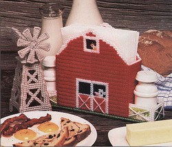 Plastic Canvas Windmill Tissue Cover Red Barn Organizer Baseball Coaster... - £7.06 GBP