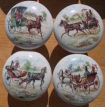 Ceramic Cabinet Knobs W/ Antique Carriages Carriage (4) Misc - £13.20 GBP