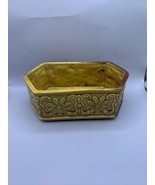 Vintage Hexagon Shaped Gold Garden Planter 9”x5” Decorative Scrolls - $14.03