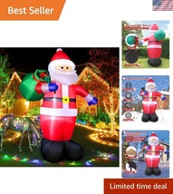 Giant Self-Inflating Santa with Gift Bag &amp; LED Light – Perfect Outdoor C... - $67.49
