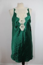 Vtg NWT Appel Sleepwear M Emerald Green Satin Sleeveless Nightgown Linge... - $30.40