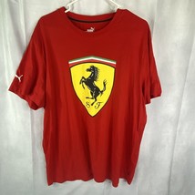 Puma Scuderia Ferrari TShirt Race Shield Crew Neck Red Yellow Cotton Men XXL EUC - £21.86 GBP