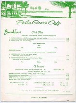 Palm Grove Cafe Menu Illinois Central Railroad 1970  - £14.67 GBP