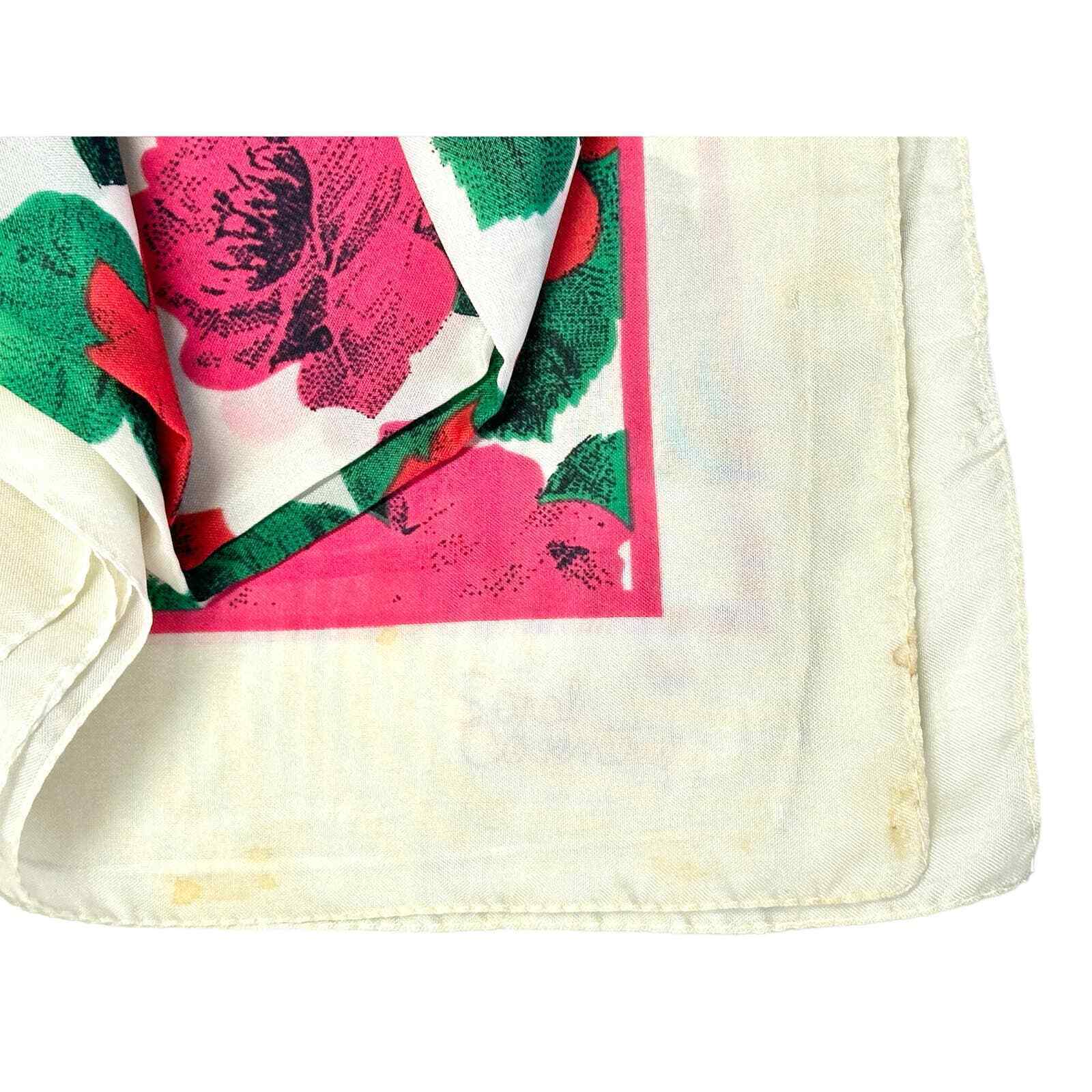 1960s RETRO VTG SARAH COVENTRY Roses Scarf 30" Square Acetate Signed Item image 7